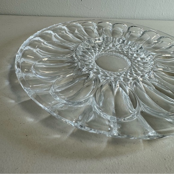 Vintage Crystal egg serving plate elegant dinner serveware dish glass retro - Picture 2 of 6